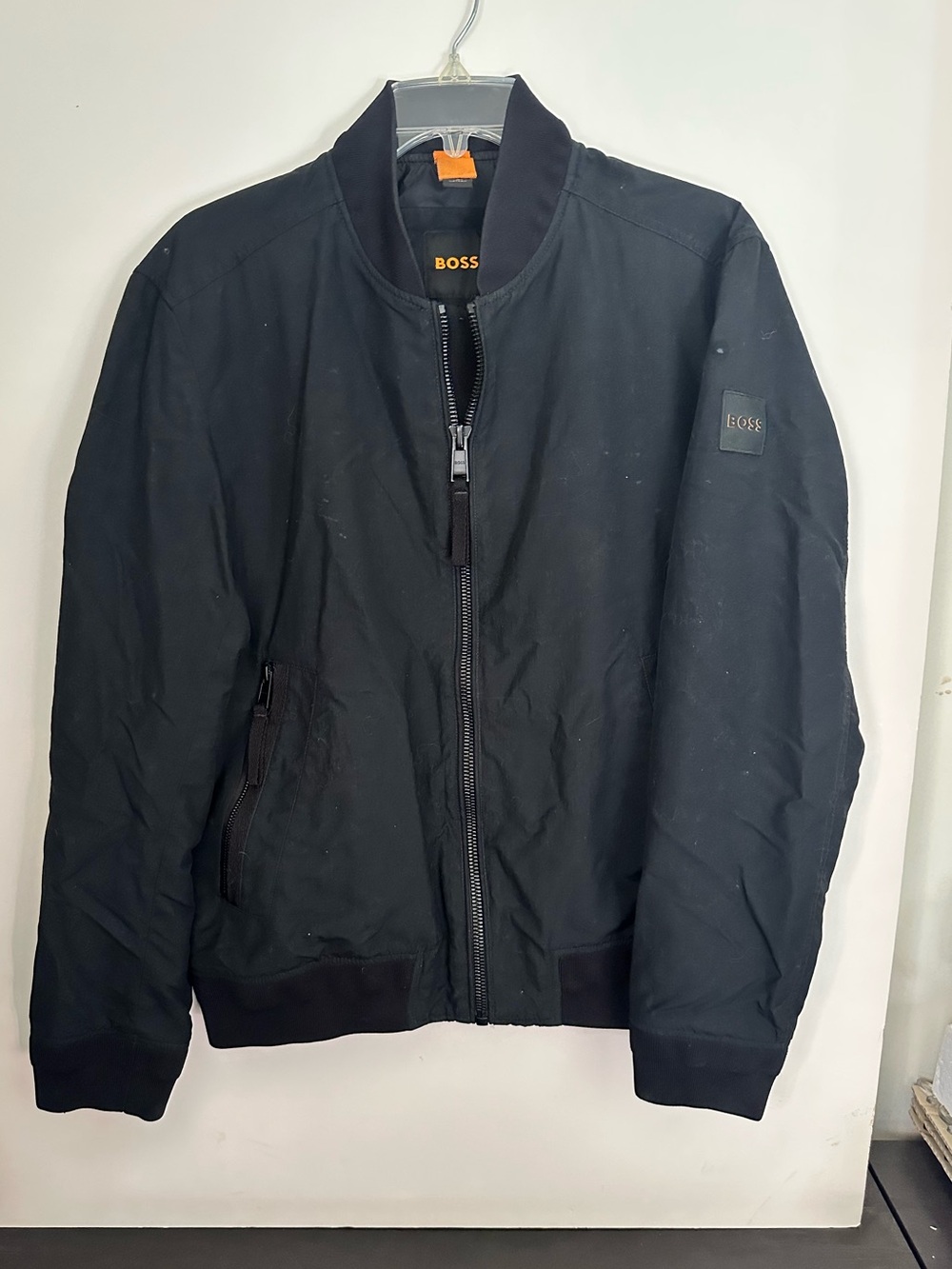BOSS Mens Unpadded Water-Repellent Zip-up Bomber Jacket /Black ~38 R